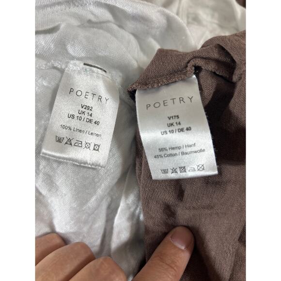 Poetry T Shirt Lot 10 Large White 100% Linen Brown Hemp Cotton READ - Picture 9 of 9